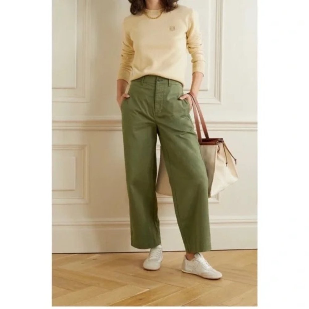 Alex Mill Kelly Chino Wide Leg Crop (ish) Size 4 Olive Green